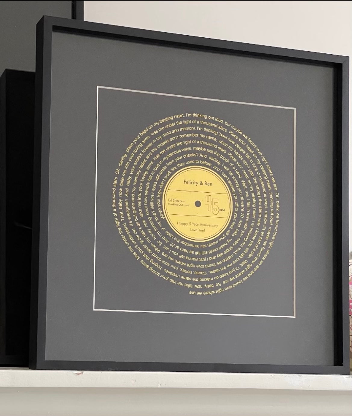 Personalized Vinyl Song Lyrics Metallic Gold Foil Print