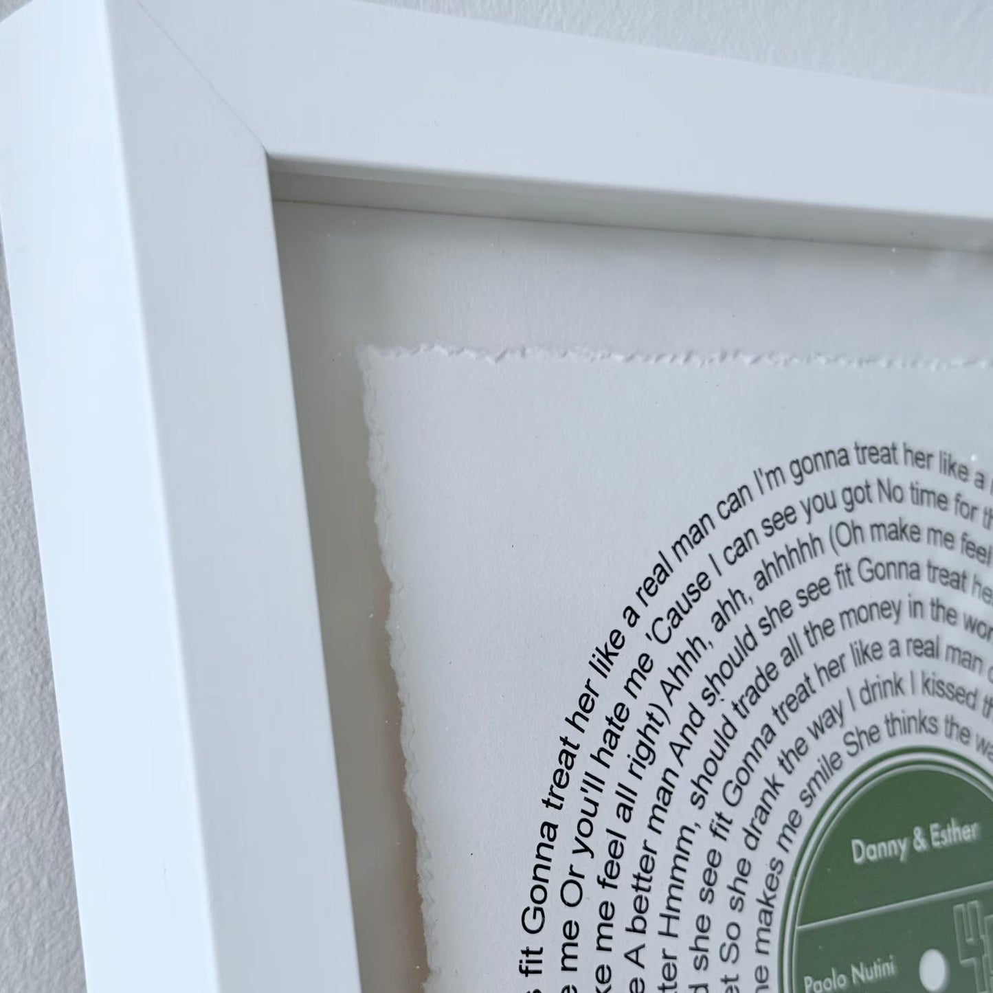 Personalized Song Lyrics Vinyl Record Float Mounted Frame