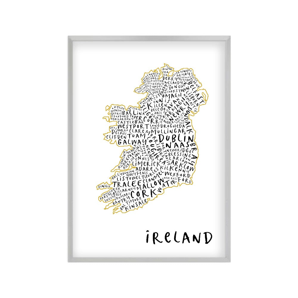 Ireland Typography Map Print