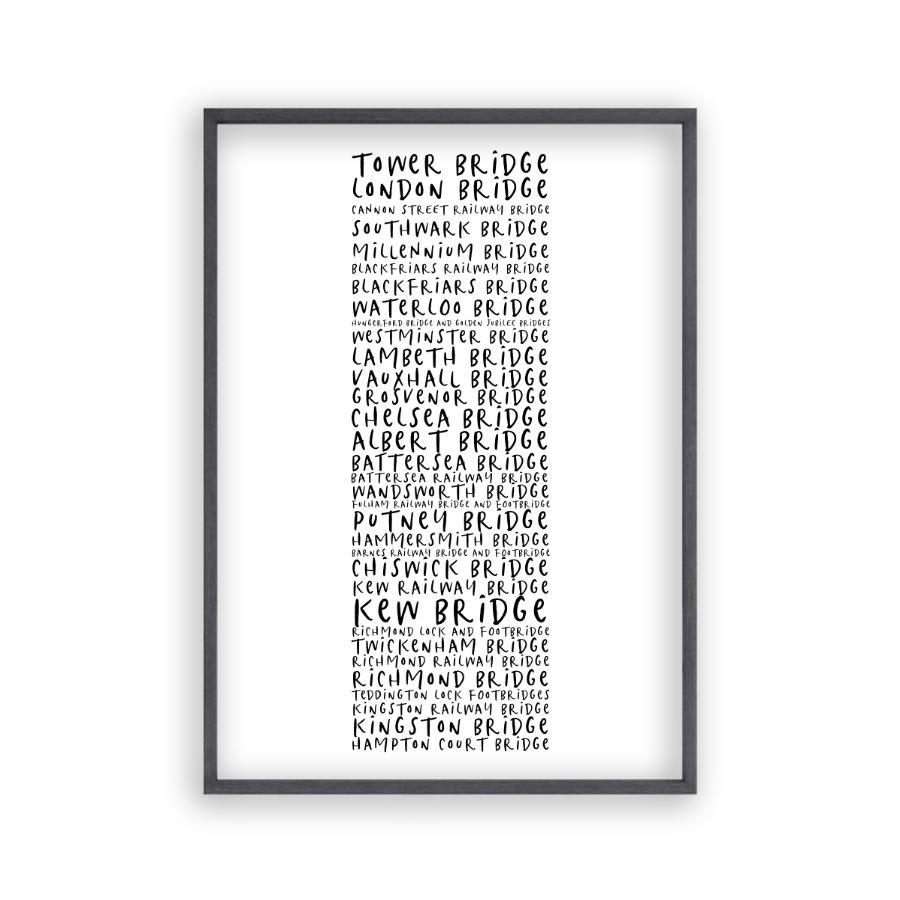 Bridges Of London Typography Print - Blim & Blum