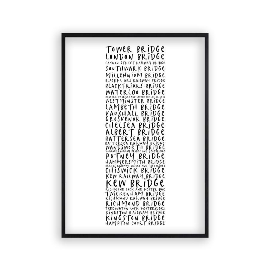 Bridges Of London Typography Print - Blim & Blum