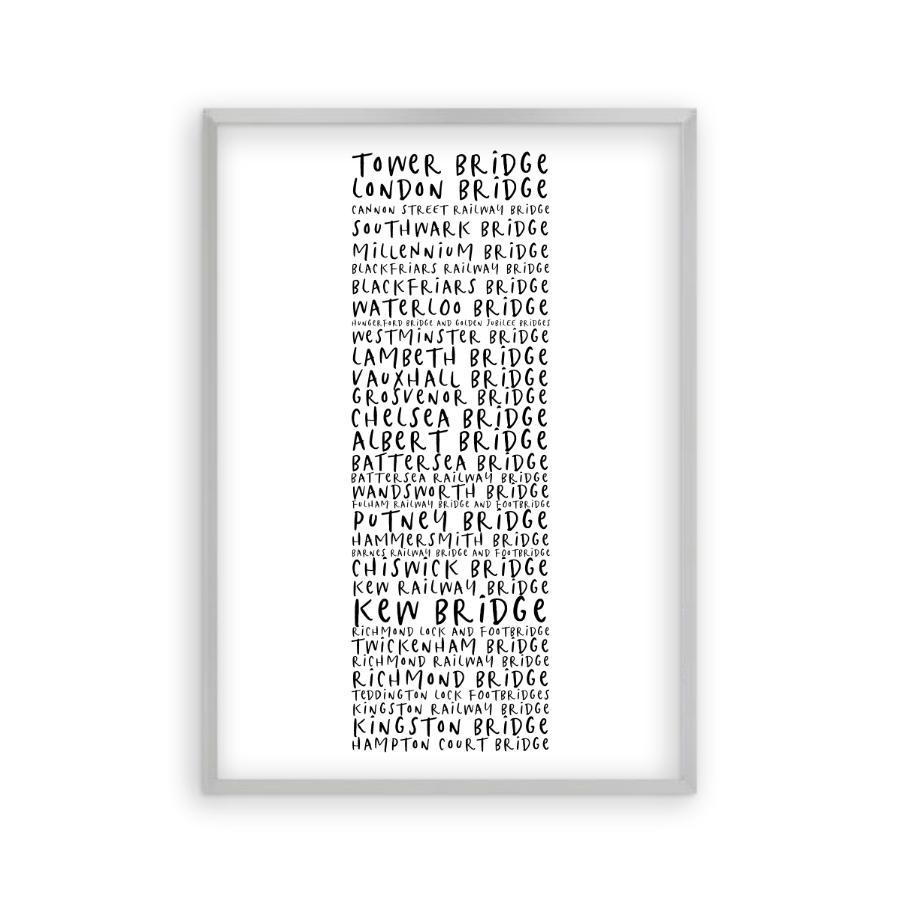 Bridges Of London Typography Print - Blim & Blum