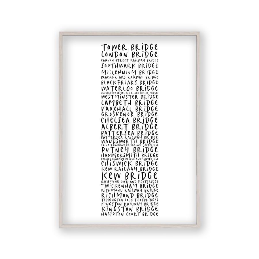 Bridges Of London Typography Print - Blim & Blum
