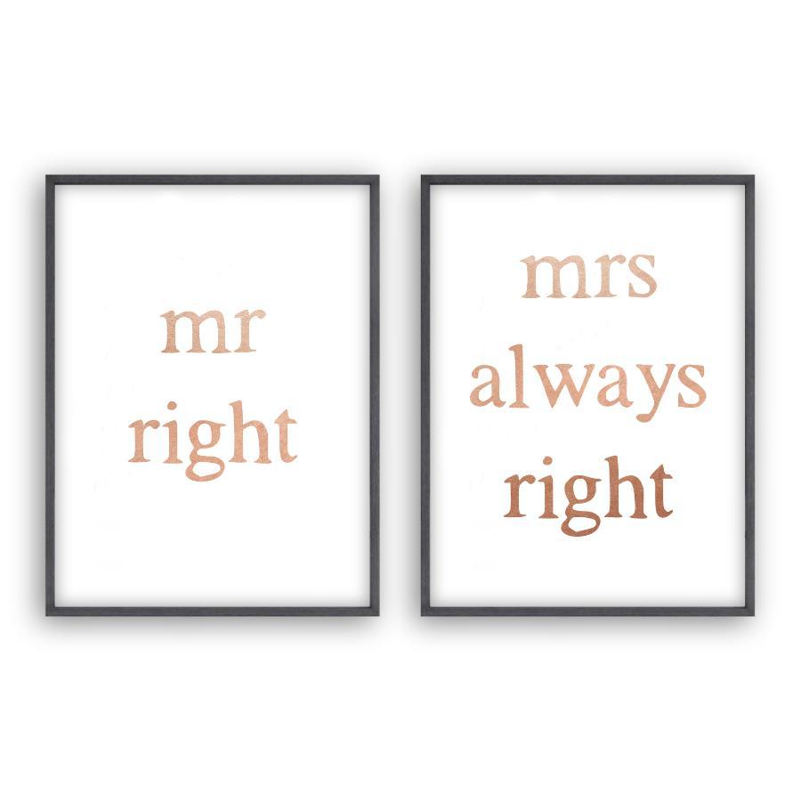 Mr Right Mrs Always Right - Set Of 2 Prints - Blim & Blum