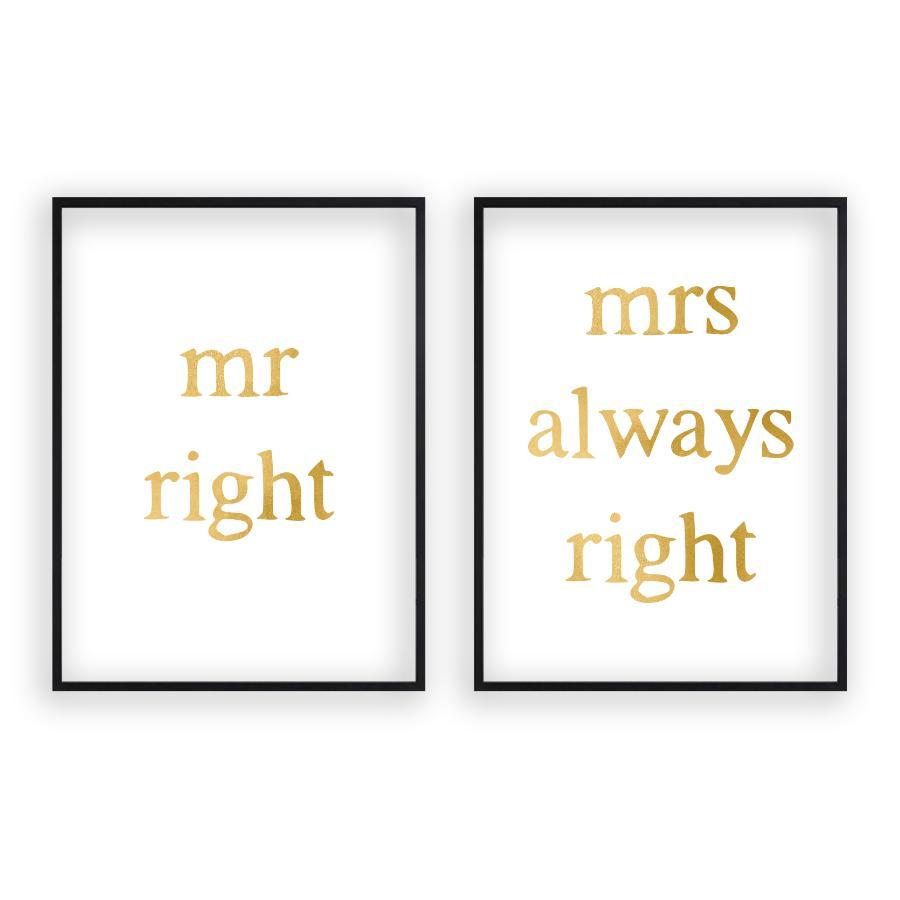 Mr Right Mrs Always Right - Set Of 2 Prints - Blim & Blum