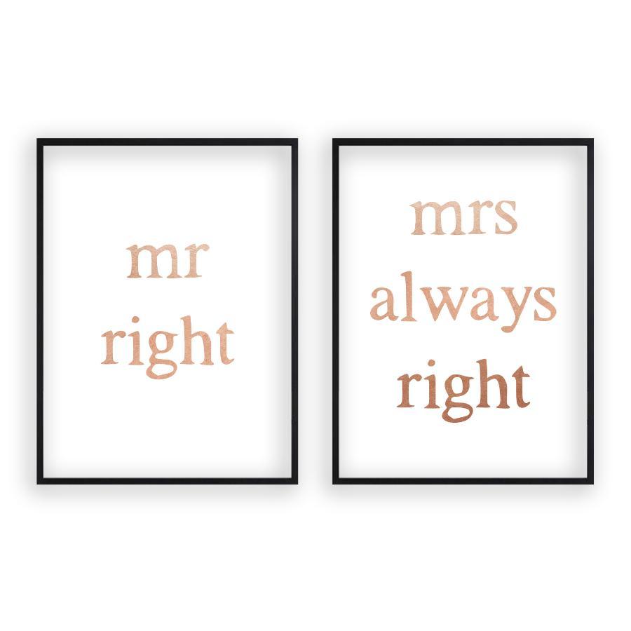 Mr Right Mrs Always Right - Set Of 2 Prints - Blim & Blum