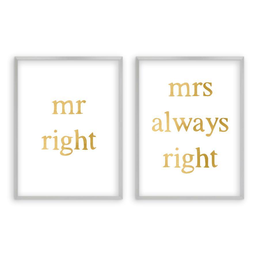 Mr Right Mrs Always Right - Set Of 2 Prints - Blim & Blum