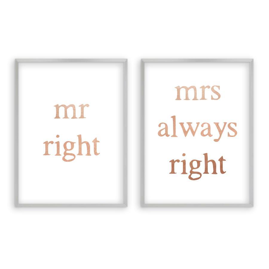 Mr Right Mrs Always Right - Set Of 2 Prints - Blim & Blum