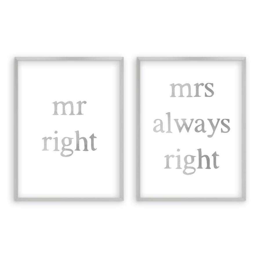 Mr Right Mrs Always Right - Set Of 2 Prints - Blim & Blum