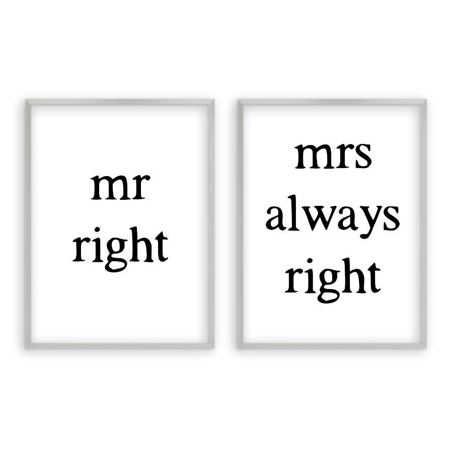 Mr Right Mrs Always Right - Set Of 2 Prints - Blim & Blum