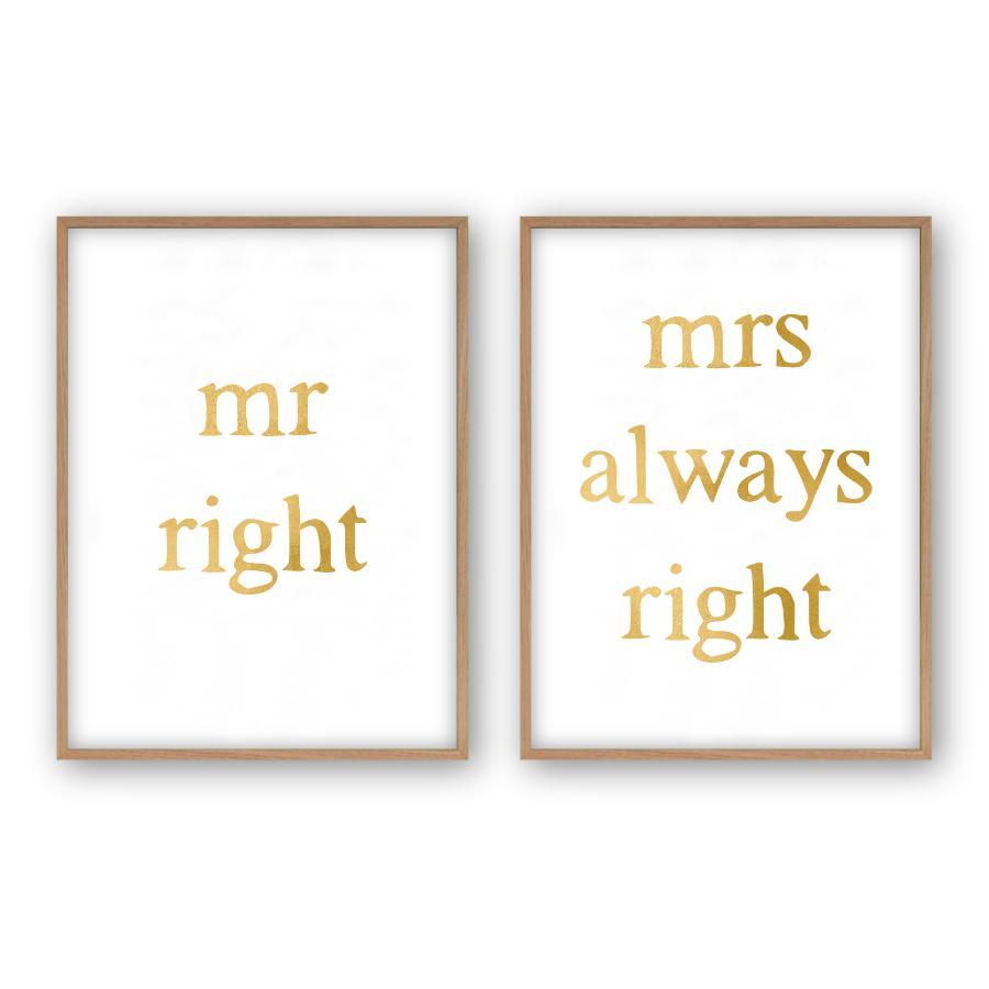 Mr Right Mrs Always Right - Set Of 2 Prints - Blim & Blum