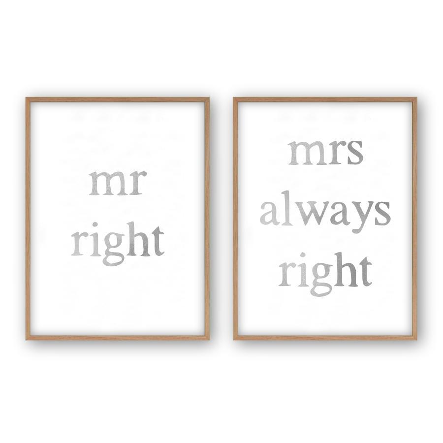 Mr Right Mrs Always Right - Set Of 2 Prints - Blim & Blum