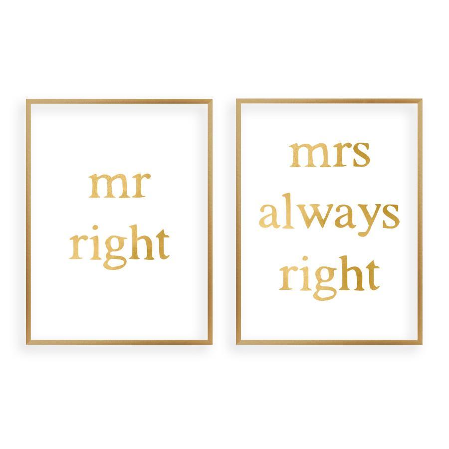 Mr Right Mrs Always Right - Set Of 2 Prints - Blim & Blum