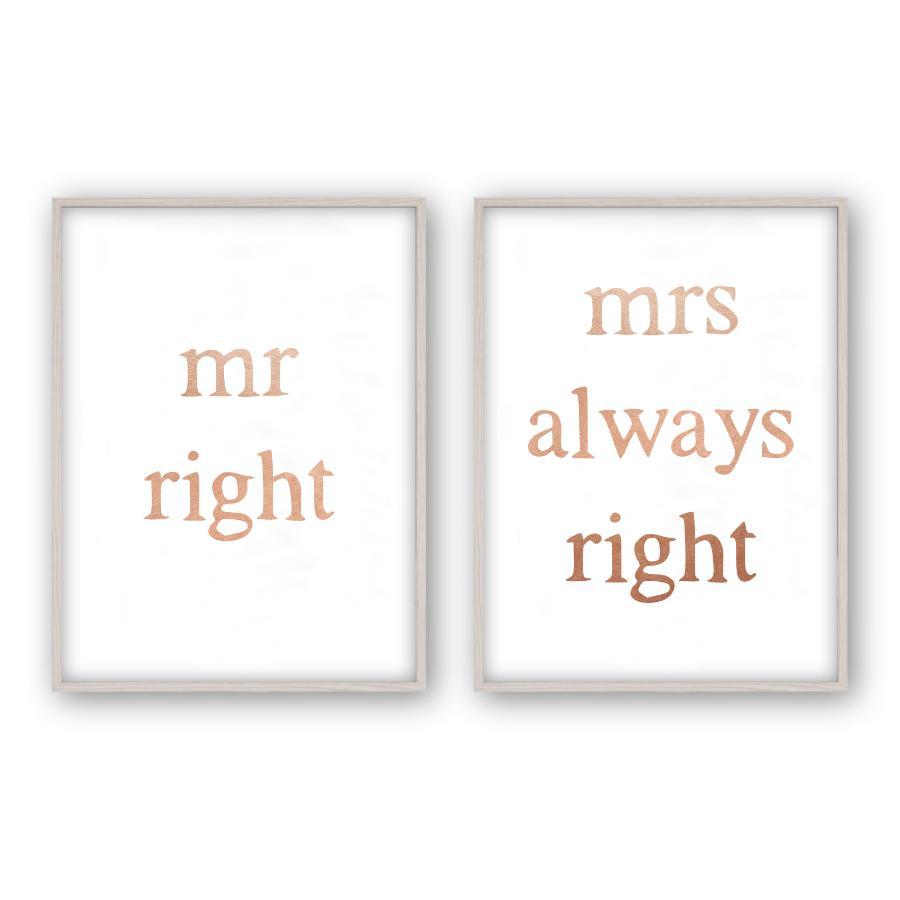 Mr Right Mrs Always Right - Set Of 2 Prints - Blim & Blum