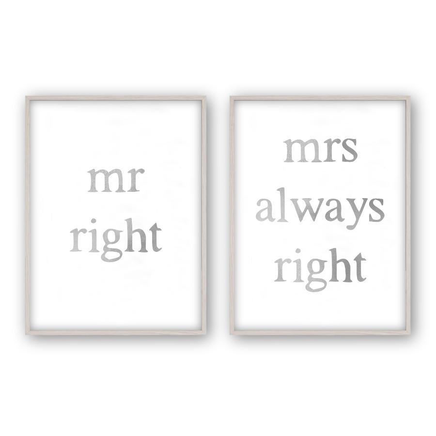 Mr Right Mrs Always Right - Set Of 2 Prints - Blim & Blum