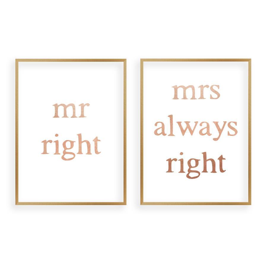 Mr Right Mrs Always Right - Set Of 2 Prints - Blim & Blum