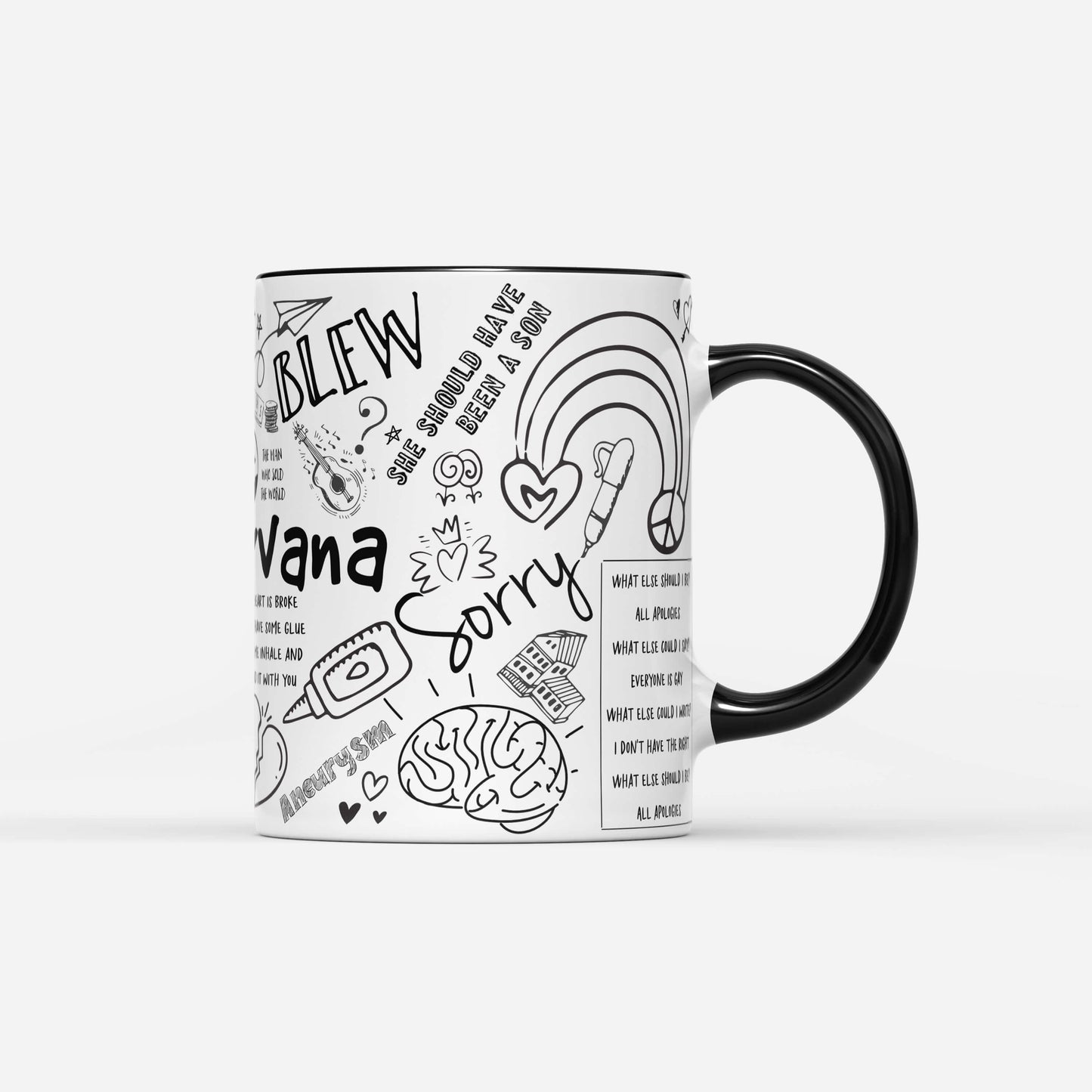 Nirvana Doodle Lyrics Mug