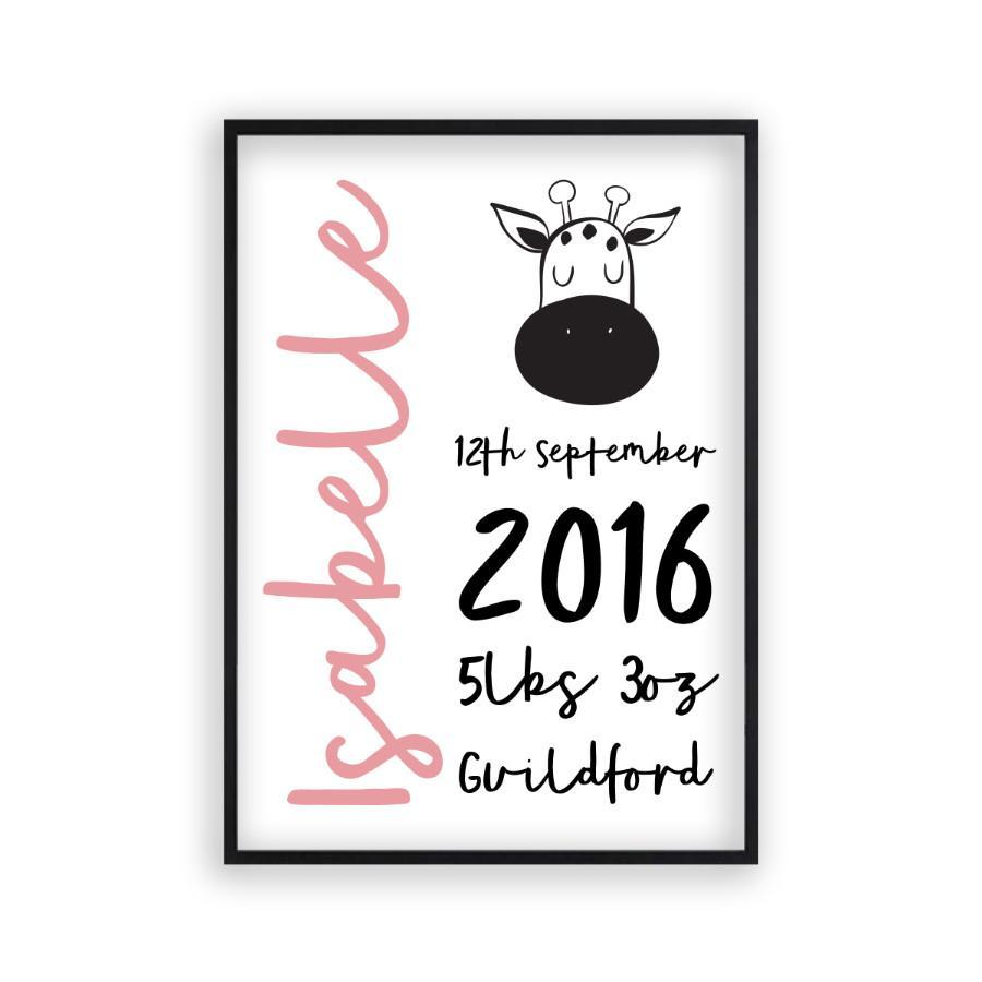 Personalized New Baby Birth Name Animal Print - Blim & Blum