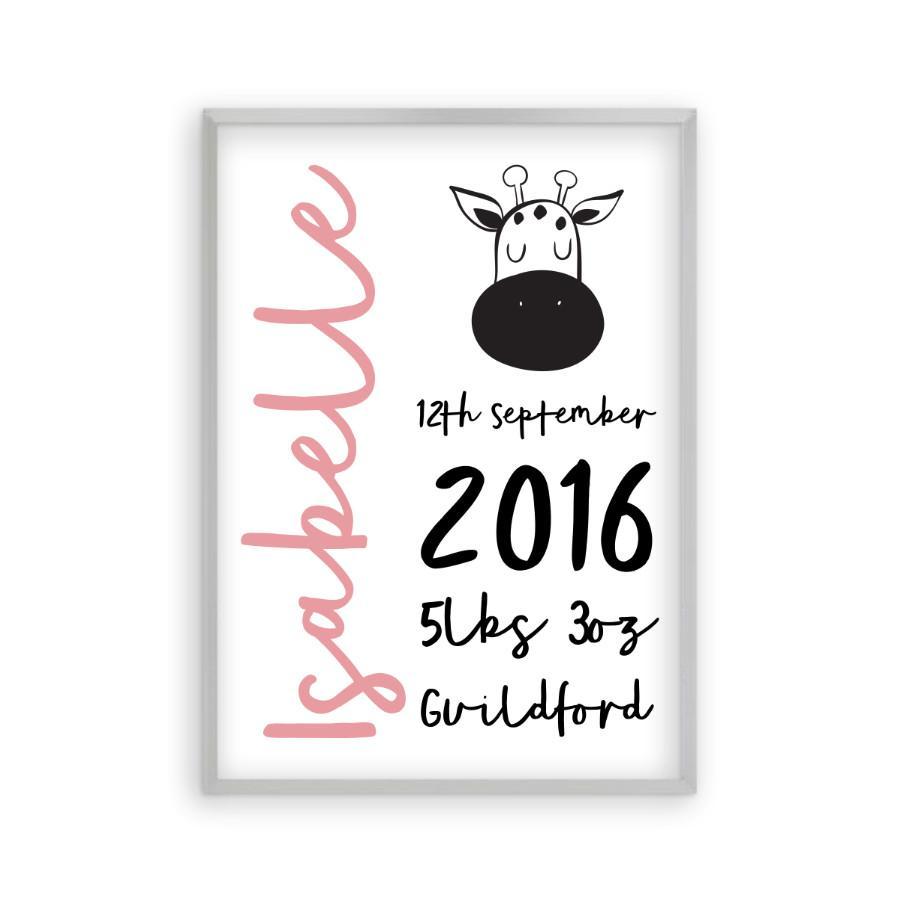 Personalized New Baby Birth Name Animal Print - Blim & Blum