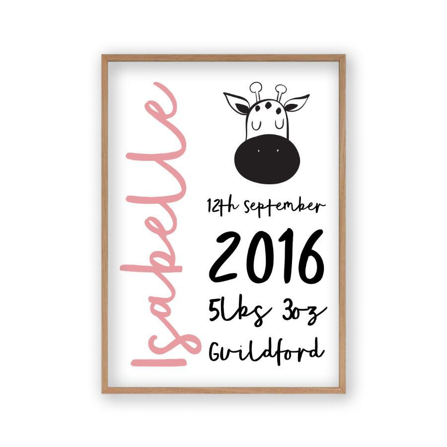 Personalized New Baby Birth Name Animal Print - Blim & Blum