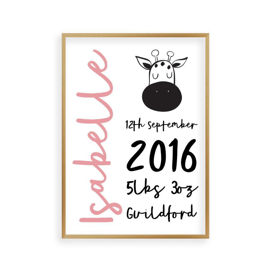 Personalized New Baby Birth Name Animal Print - Blim & Blum
