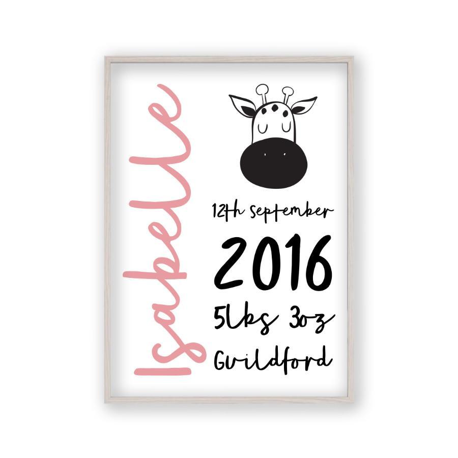Personalized New Baby Birth Name Animal Print - Blim & Blum