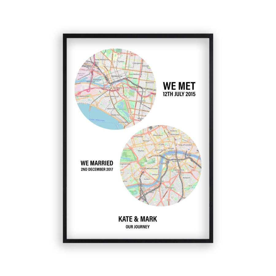 Personalized Couple Location Maps Print