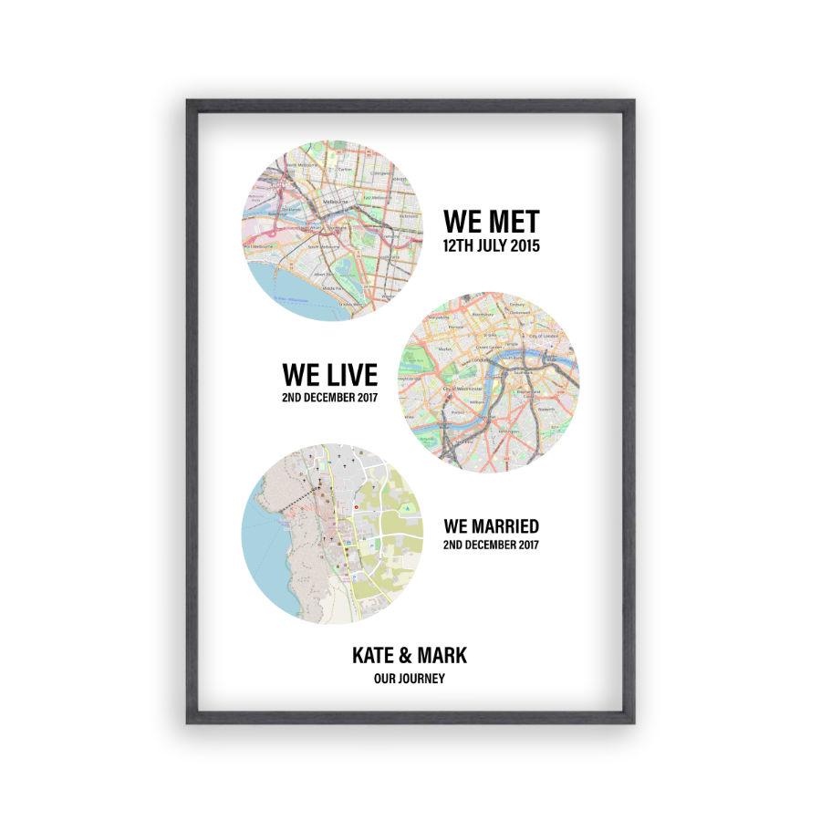 Personalized Couple Location Maps Print