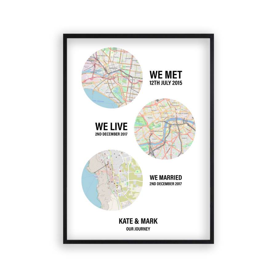 Personalized Couple Location Maps Print