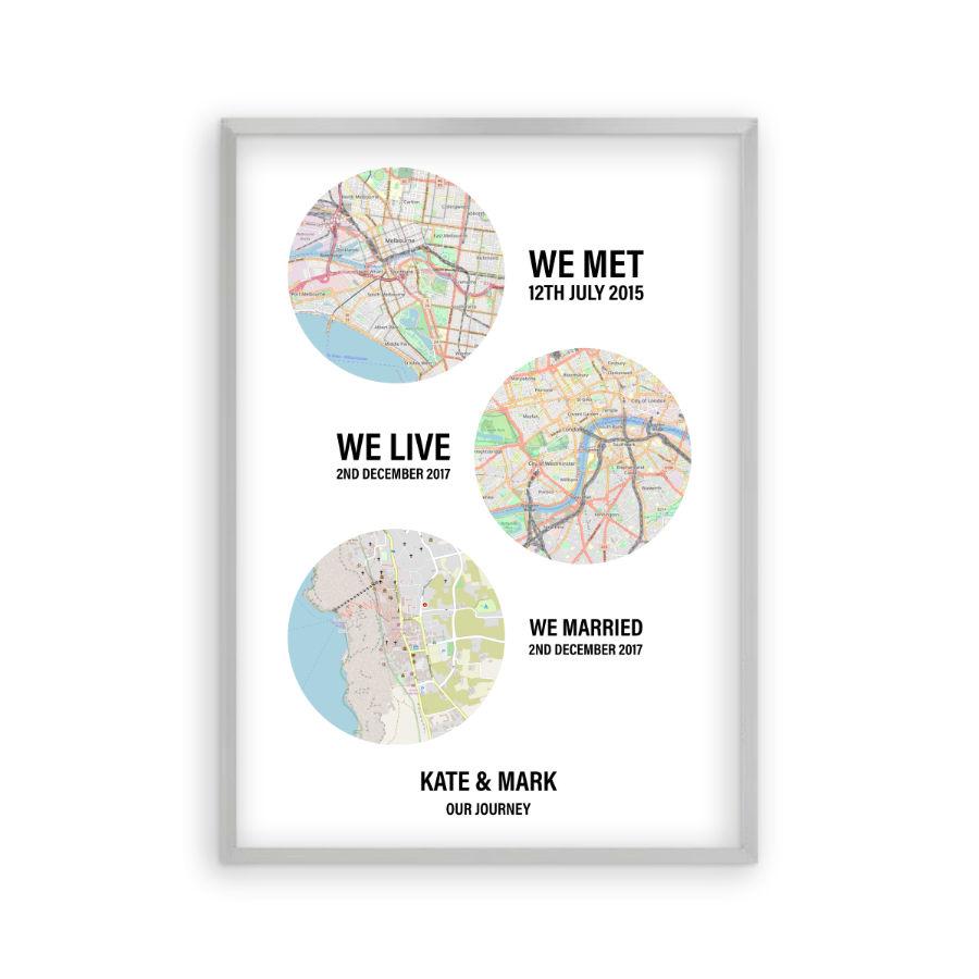 Personalized Couple Location Maps Print