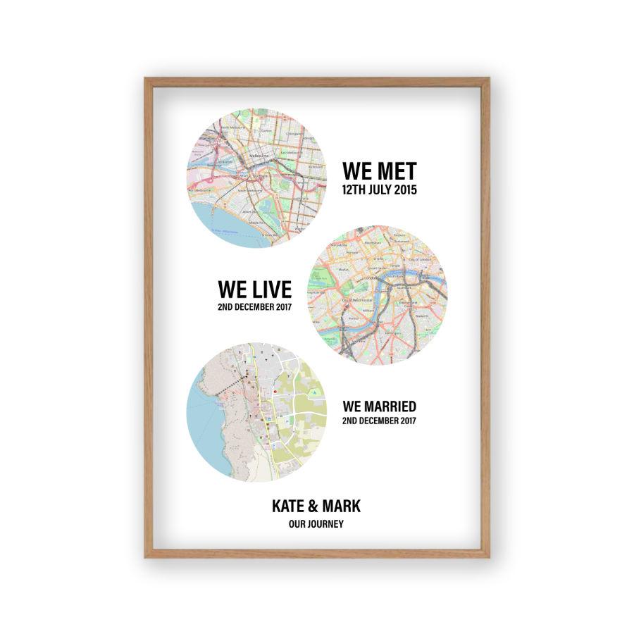 Personalized Couple Location Maps Print