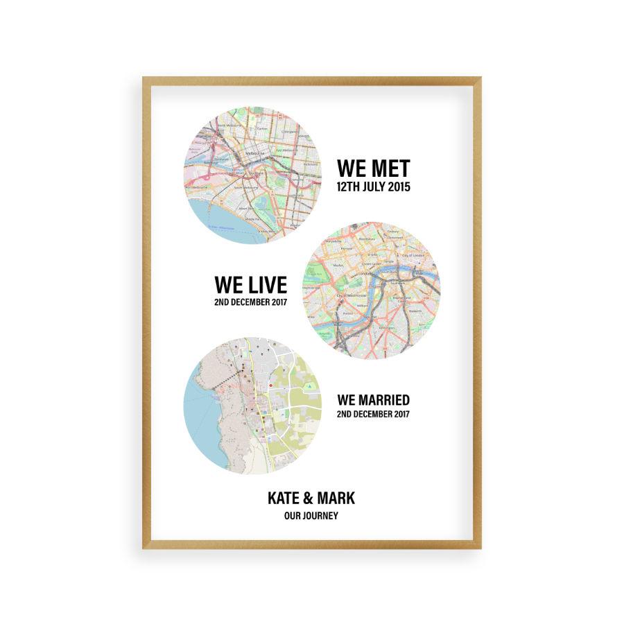 Personalized Couple Location Maps Print