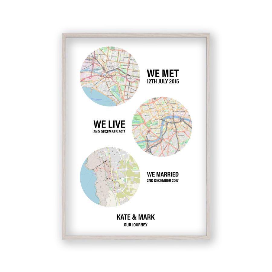 Personalized Couple Location Maps Print