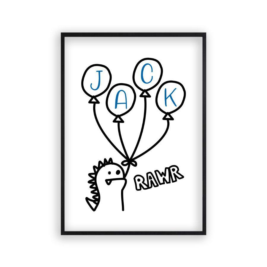 Personalized Dinosaur Children's Name Print - Blim & Blum