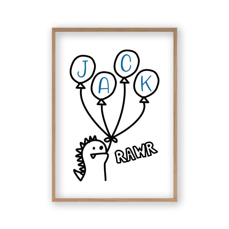 Personalized Dinosaur Children's Name Print - Blim & Blum