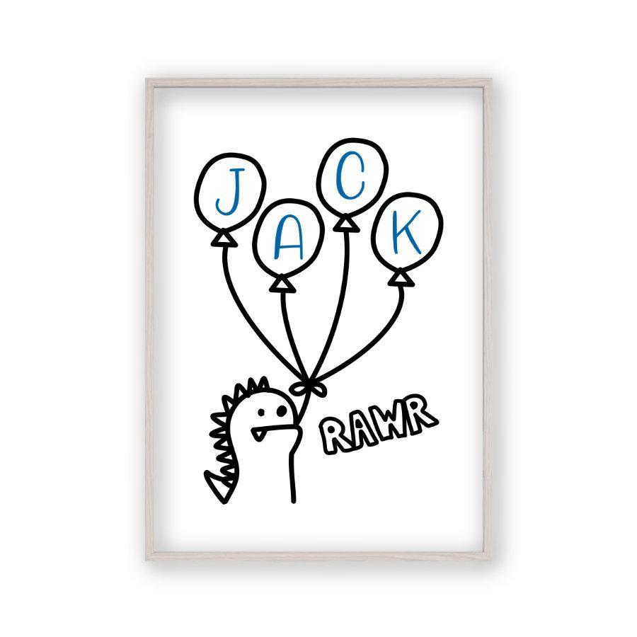 Personalized Dinosaur Children's Name Print - Blim & Blum