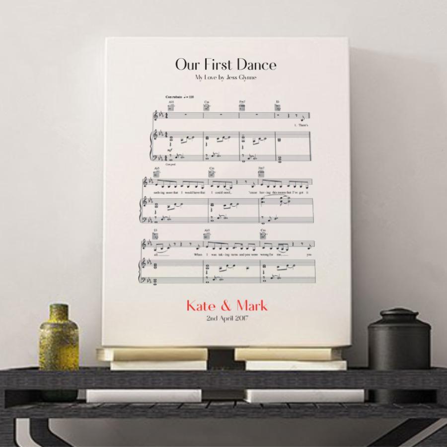 Personalized First Dance Wedding Music Sheet Notes Print - Blim & Blum