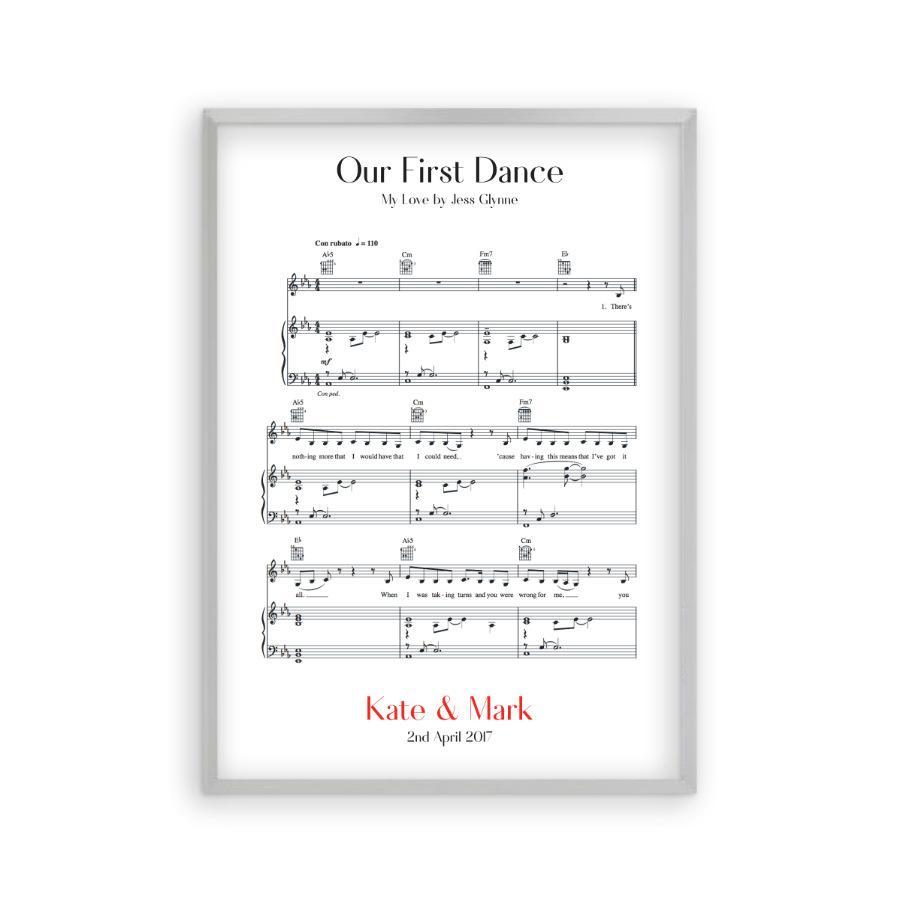 Personalized First Dance Wedding Music Sheet Notes Print - Blim & Blum