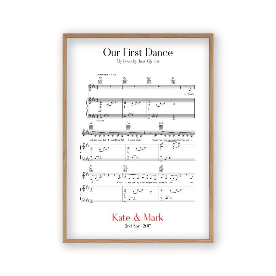 Personalized First Dance Wedding Music Sheet Notes Print - Blim & Blum