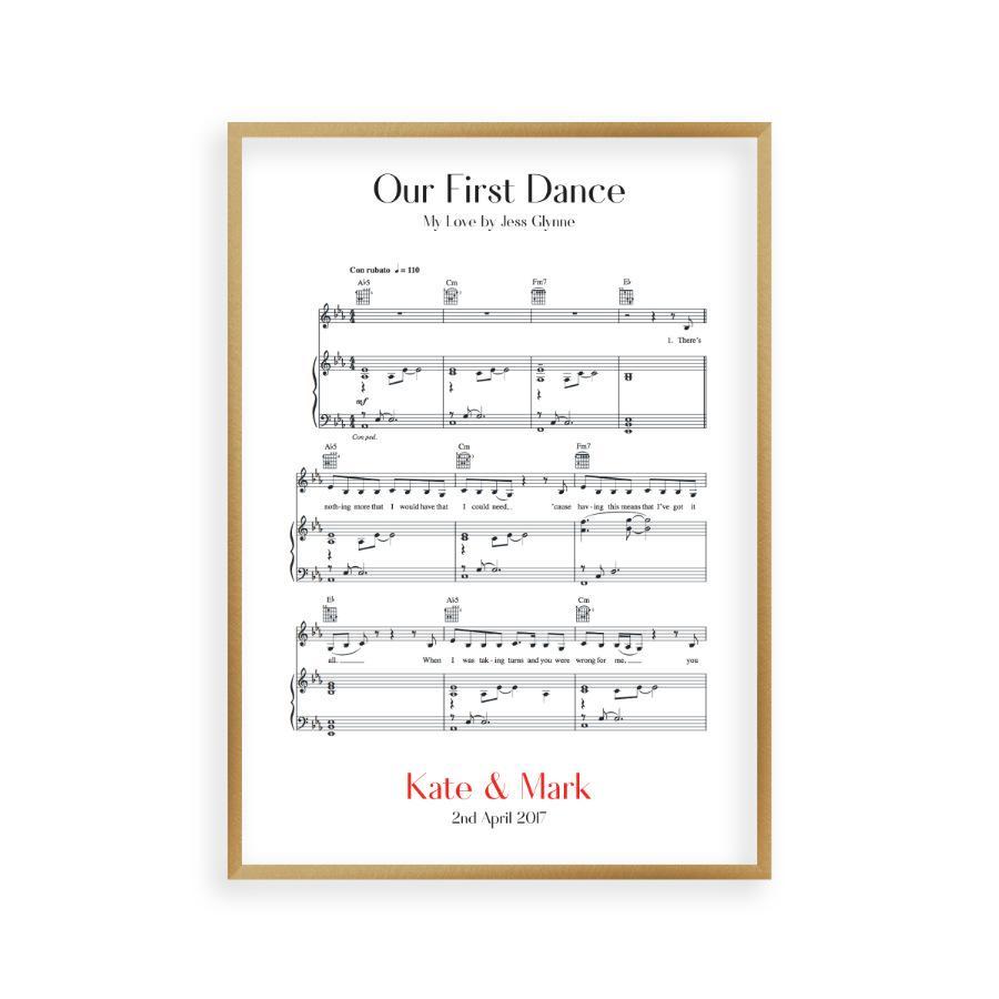 Personalized First Dance Wedding Music Sheet Notes Print - Blim & Blum