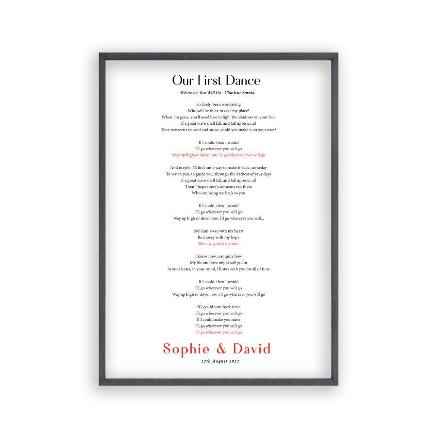 Personalized First Dance Song Wedding Lyrics Print - Blim & Blum