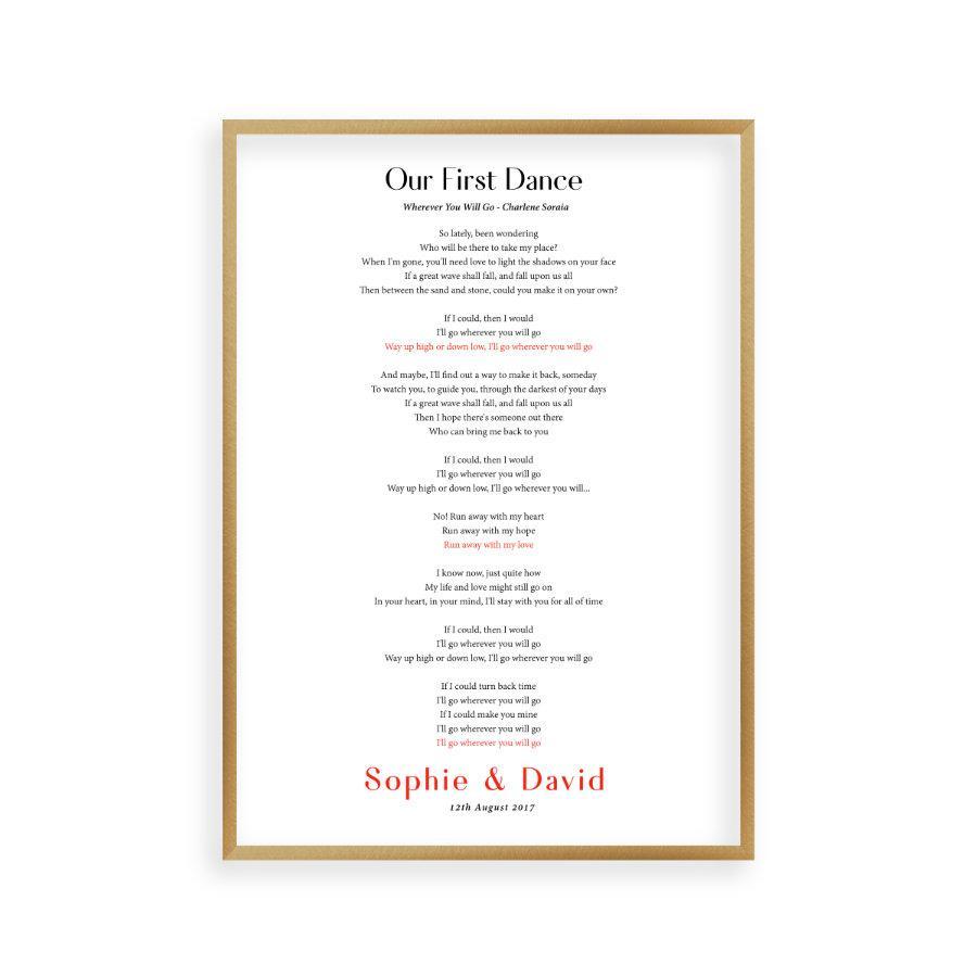 Personalized First Dance Song Wedding Lyrics Print - Blim & Blum