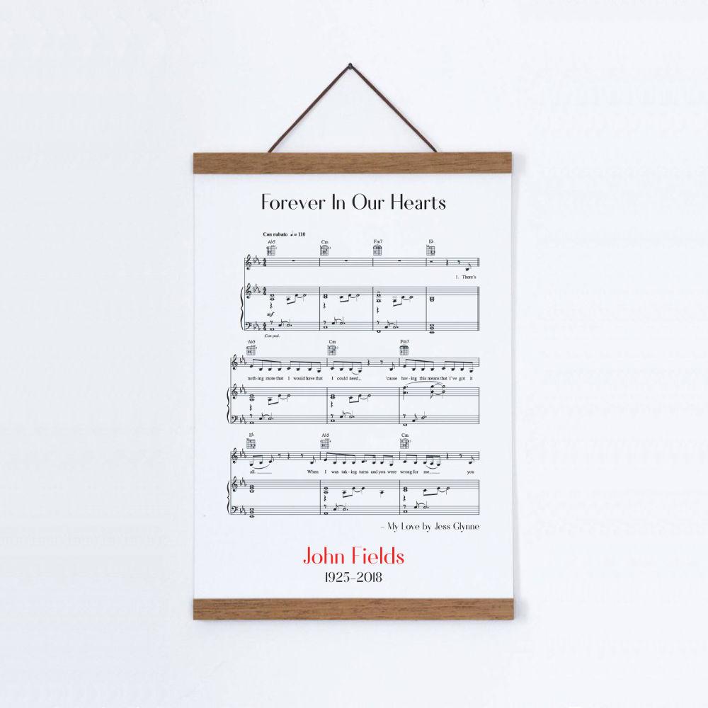 Personalized Funeral Memorial Song Sheet Music Print - Blim & Blum