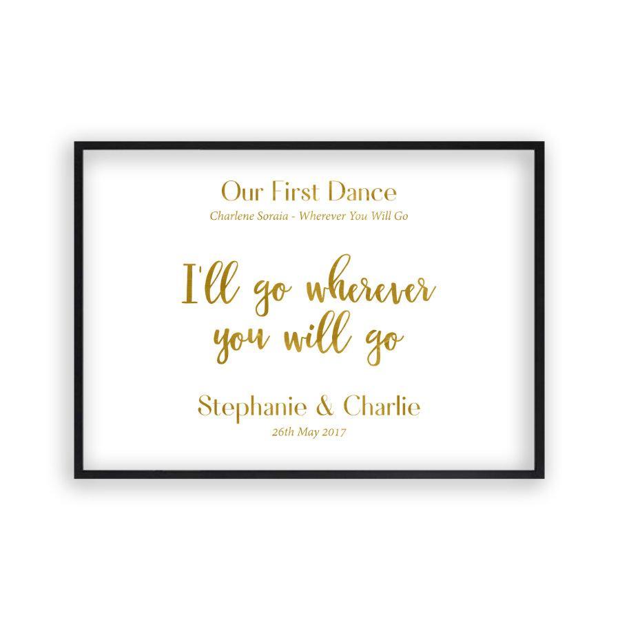 Personalized Gold Foil Wedding Song Lyric Quote Print - Blim & Blum
