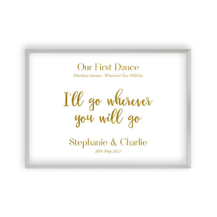 Personalized Gold Foil Wedding Song Lyric Quote Print - Blim & Blum
