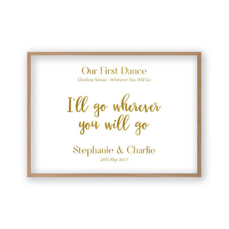 Personalized Gold Foil Wedding Song Lyric Quote Print - Blim & Blum