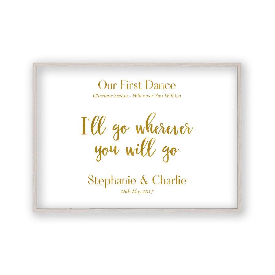 Personalized Gold Foil Wedding Song Lyric Quote Print - Blim & Blum