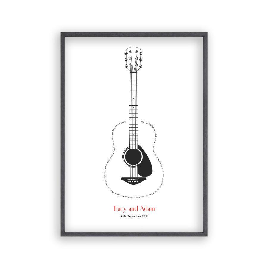 Personalized Guitar Song Lyrics Print - Blim & Blum