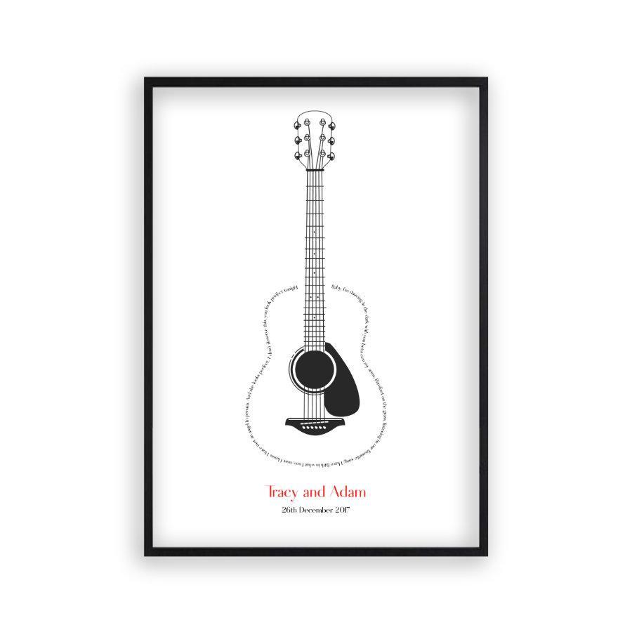 Personalized Guitar Song Lyrics Print - Blim & Blum