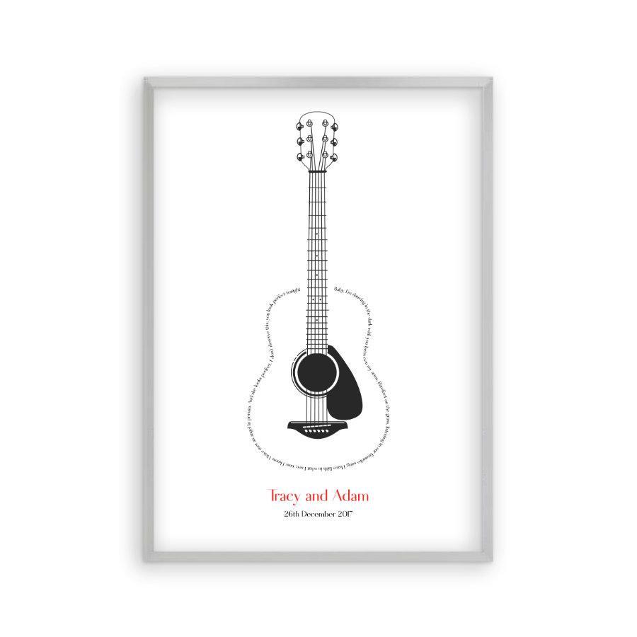 Personalized Guitar Song Lyrics Print - Blim & Blum